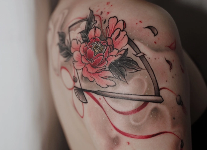 古风牡丹花纹身设计肩部超美牡丹花纹身4