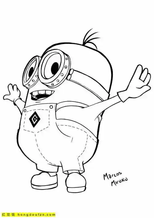 15张电影神偷奶爸中的可爱小黄人卡通填色图片 | 红豆饭小学生简笔画