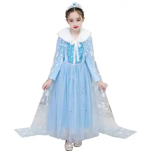 艾莎公主秋冬加绒加厚冰雪奇缘衣服爱莎礼服连衣裙