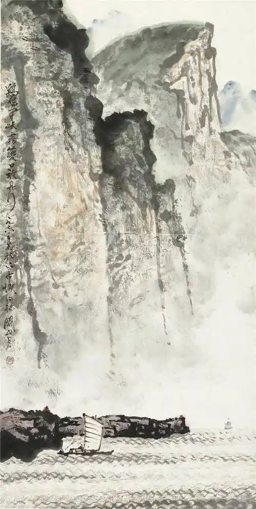 关山月精品长卷山水画,难得一见