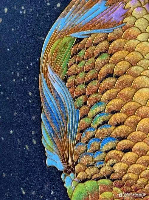 景泰蓝掐丝珐琅画《烁金斗鱼》