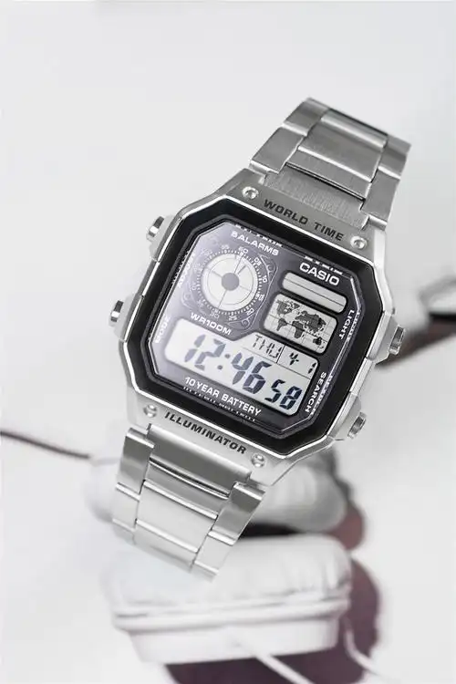 卡西欧casio ins复古多功能不锈钢表带运动电子男表ae-1200whd-1a
