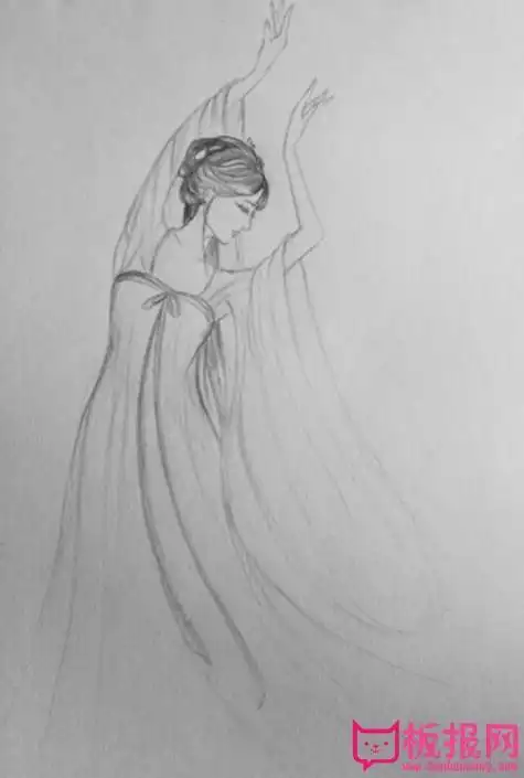 简笔画古代人物女孩素描