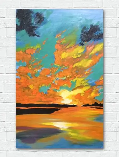 《朝霞》陈启端油画作品.布面油画 规格:120cm*75cm.