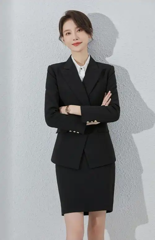诗璐雅高端职业西装套装女春韩版干练教师面试正装置业顾问工作服藏青