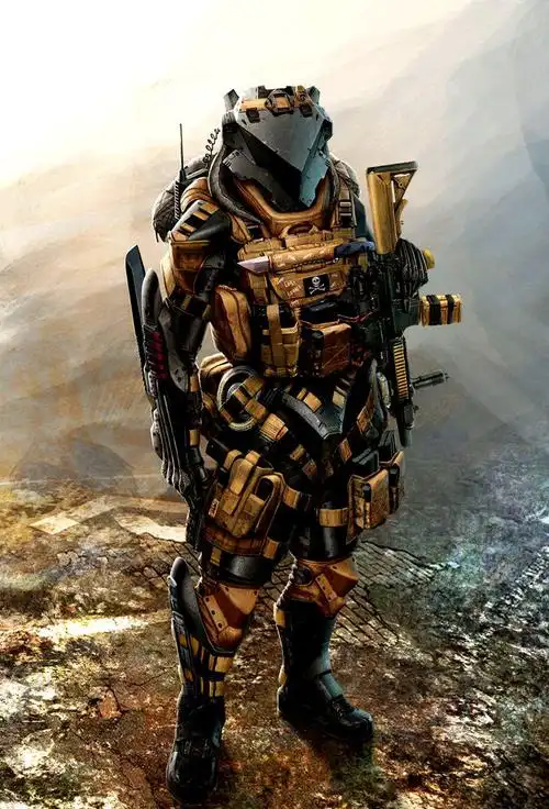 法国概念艺术家绘制未来战士外骨骼单兵装甲