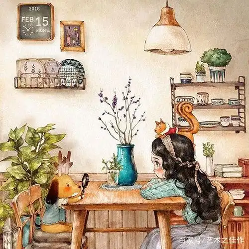 治愈系手绘女孩插画