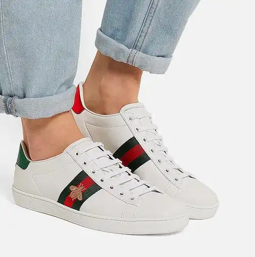 gucci古驰女鞋古奇小白鞋ace系列皮革休闲运动板鞋 米奇限量款 602129