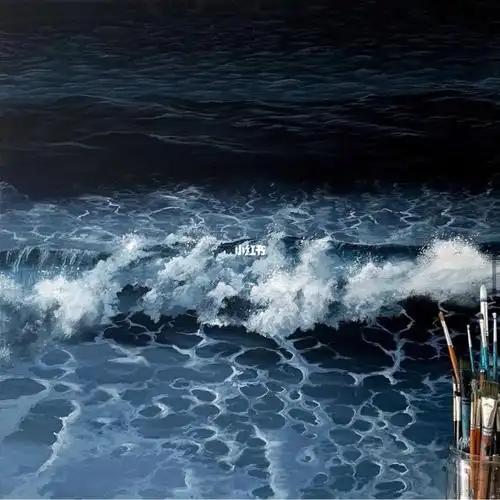 油画海浪