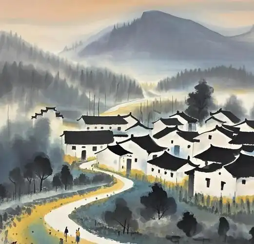 千万别点!水墨晕染抽象村落画,美到失语,千年墨韵全新绽放!