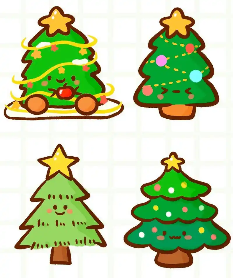 ✏️控笔练习打卡第91天|可爱圣诞树简笔画 🎄圣诞系列继续