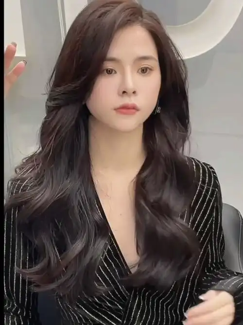 卷发 长卷发  烫发大波浪 暖茶色 暖色 深色发色少女感发型0269