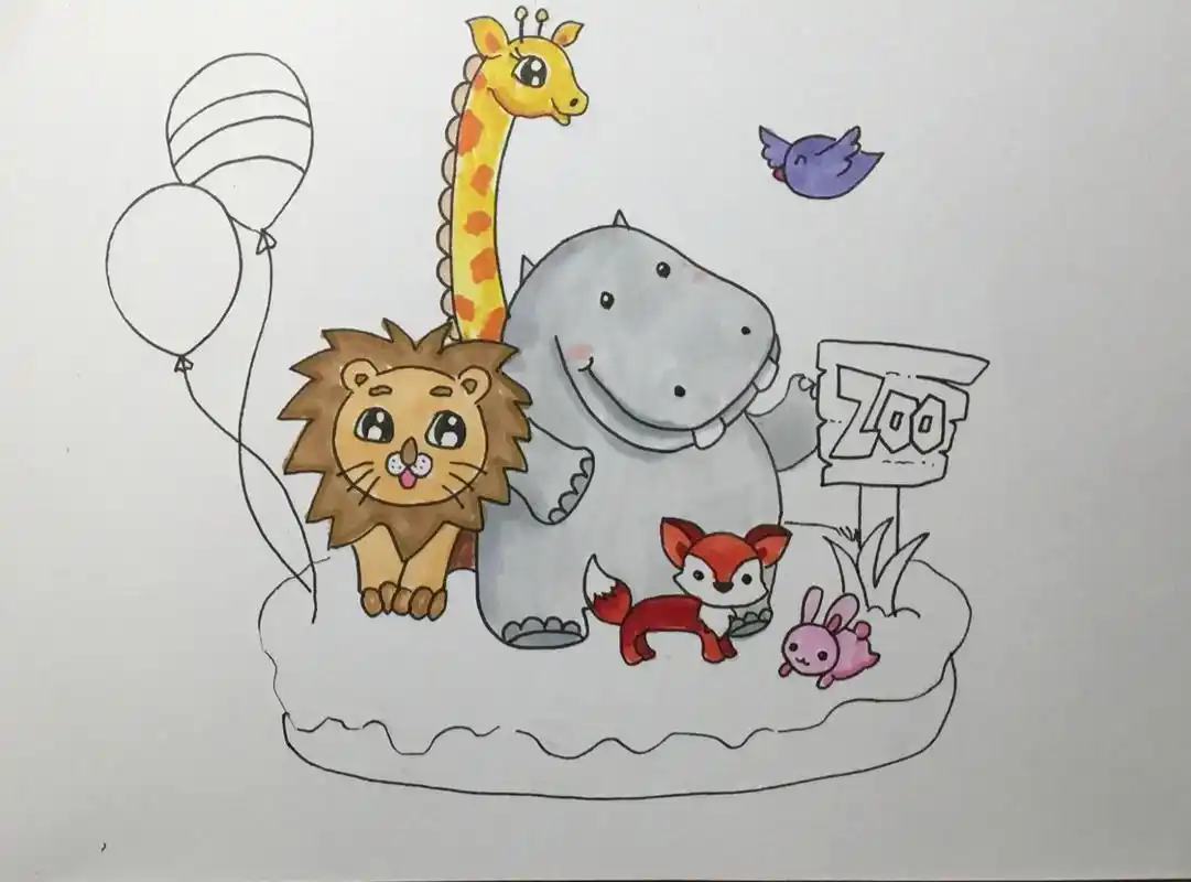 简笔画《动物园》