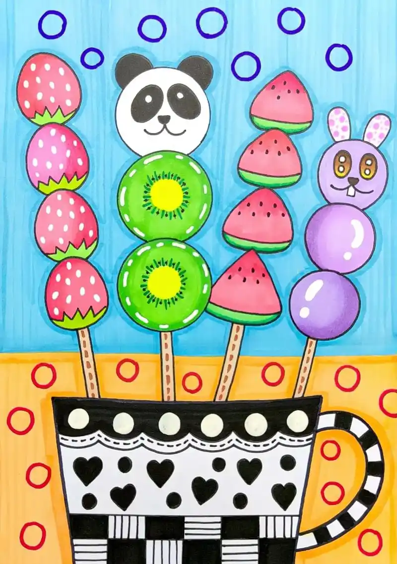 糖葫芦.#儿童画 #美术课件 #简笔画 #少儿美术教育 #画 - 抖音