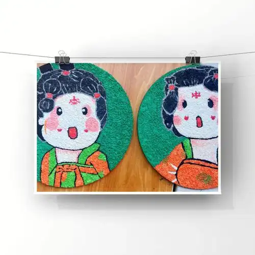 圆形纸浆画幼儿美术