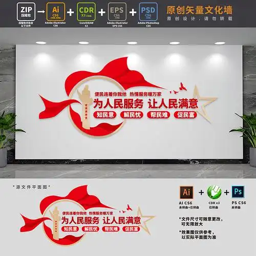 社区便民党群服务中心政务大厅为人民服务文化墙ai cdr psd设计稿