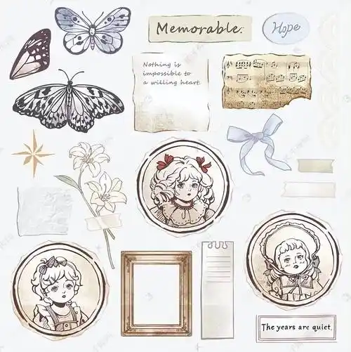 『拼贴风』复古 可爱 治愈手帐贴纸来啦,就要贴贴!_元素_胶带_形式