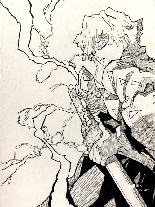 手绘鬼灭之刃我妻善逸临摹