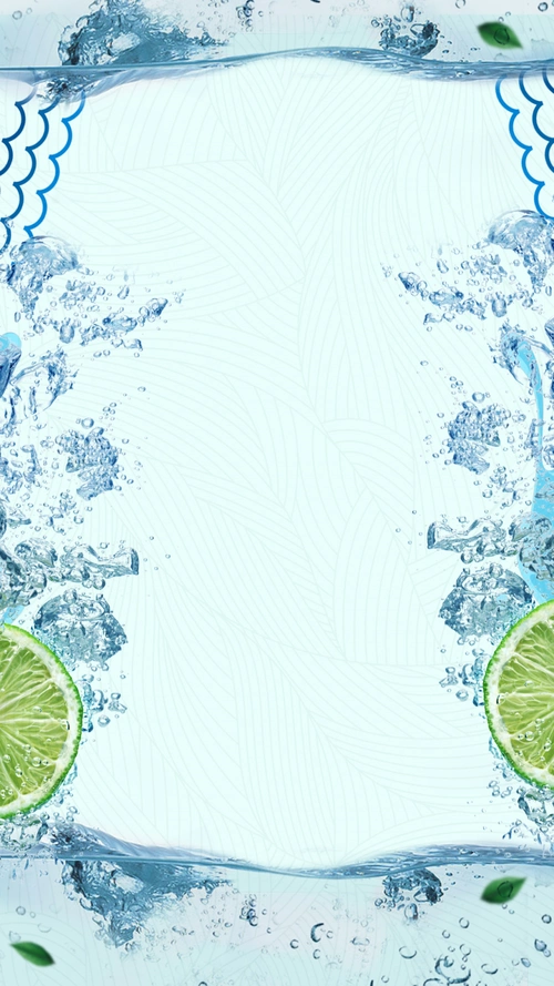 夏季清凉饮料柠檬水气泡背景