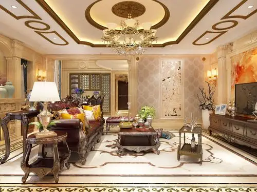 2017豪华欧式风格效果图 客厅吊顶设计