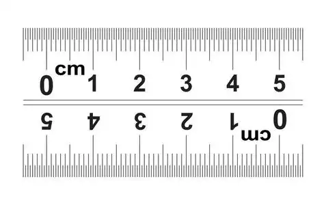 尺子50毫米. 标尺上标记的方向从左到右,从右到左. 除法值0.5毫米.