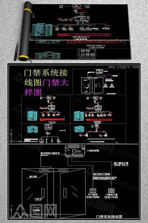 门禁系统接线图门禁大样图cad素材