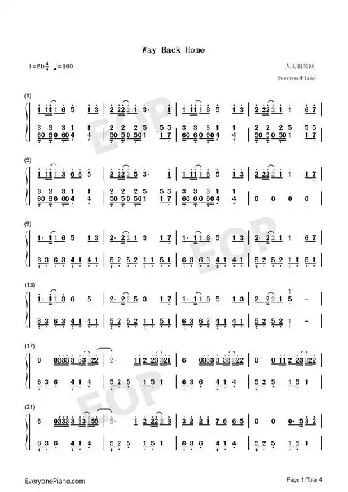 waybackhome一开口都想恋爱了抖音神曲双手简谱预览1