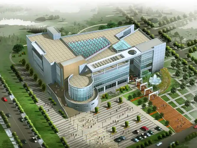 图书馆建筑鸟瞰效果图片下载