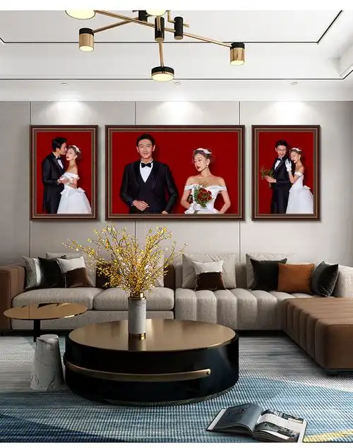 梦黛侠婚纱照相框挂墙放大尺寸洗照片36寸40打印装框客厅 拉丝灰 晶瓷