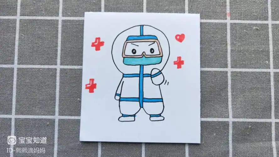 简笔画 穿防护服的医护人员