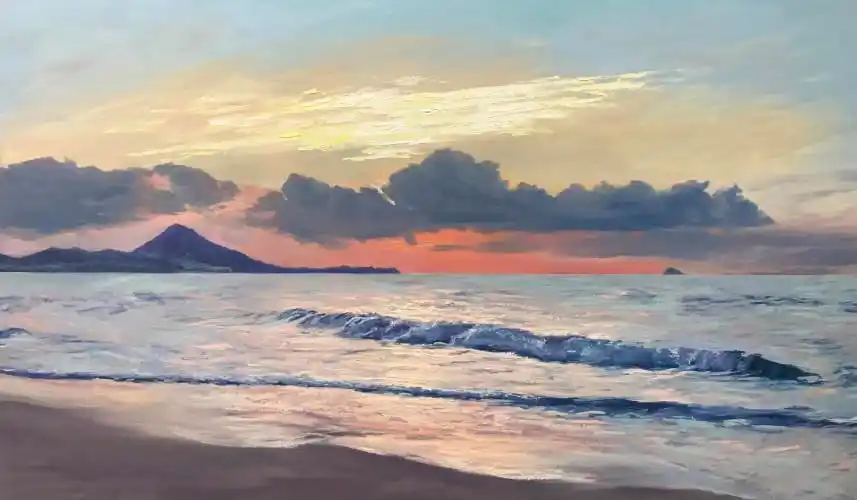 海边的夕阳 油画162*97cm  9840