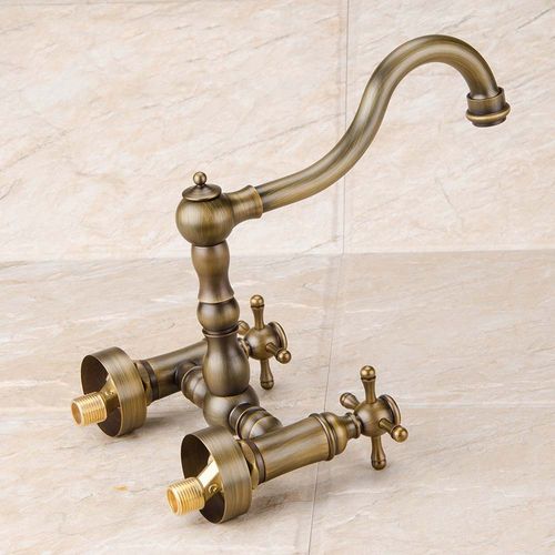 水龙头入墙复古欧式青古古铜色艺术台上全铜冷热面盆龙头