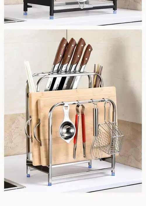 不锈钢刀架厨房用品家用大全菜刀菜板收纳架多功能砧板刀具置物架