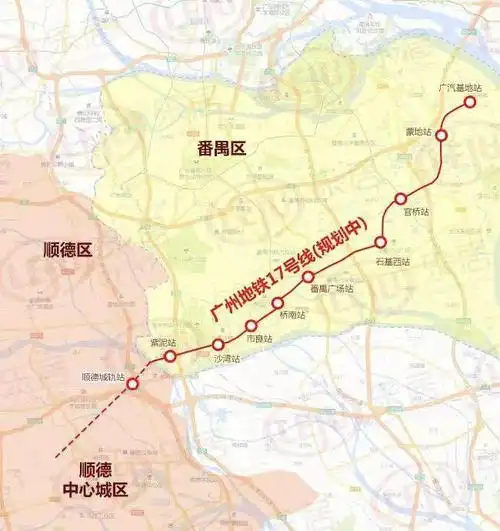 根据规划,广州地铁十七号线,规划中走向位于番禺区未来的广州新城核心