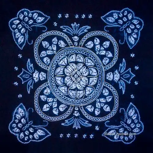 云南挂饰蝴蝶桌巾布桌巾桌布新款扎染全棉手工白族扎染