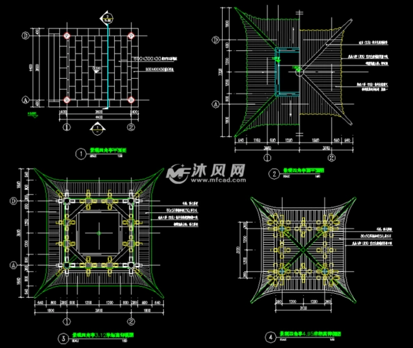 景观四角亭详图t3