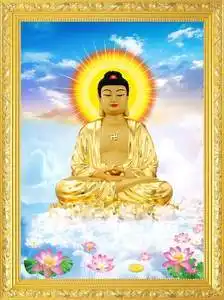 大小款 释迦牟尼佛 如来佛 佛像 画像 挂像丝绢挂画贴画 可带木框