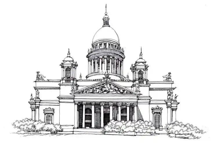 圣艾萨克大教堂钢笔画
