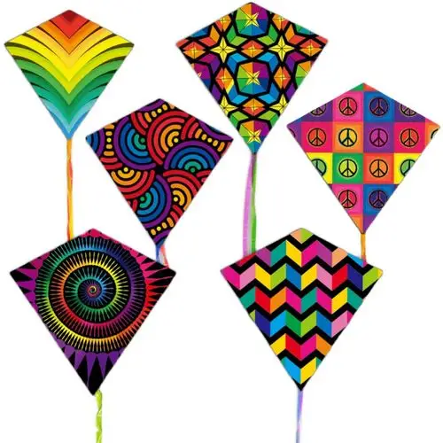 新款混彩钻石菱形儿童微风易飞初学者风筝