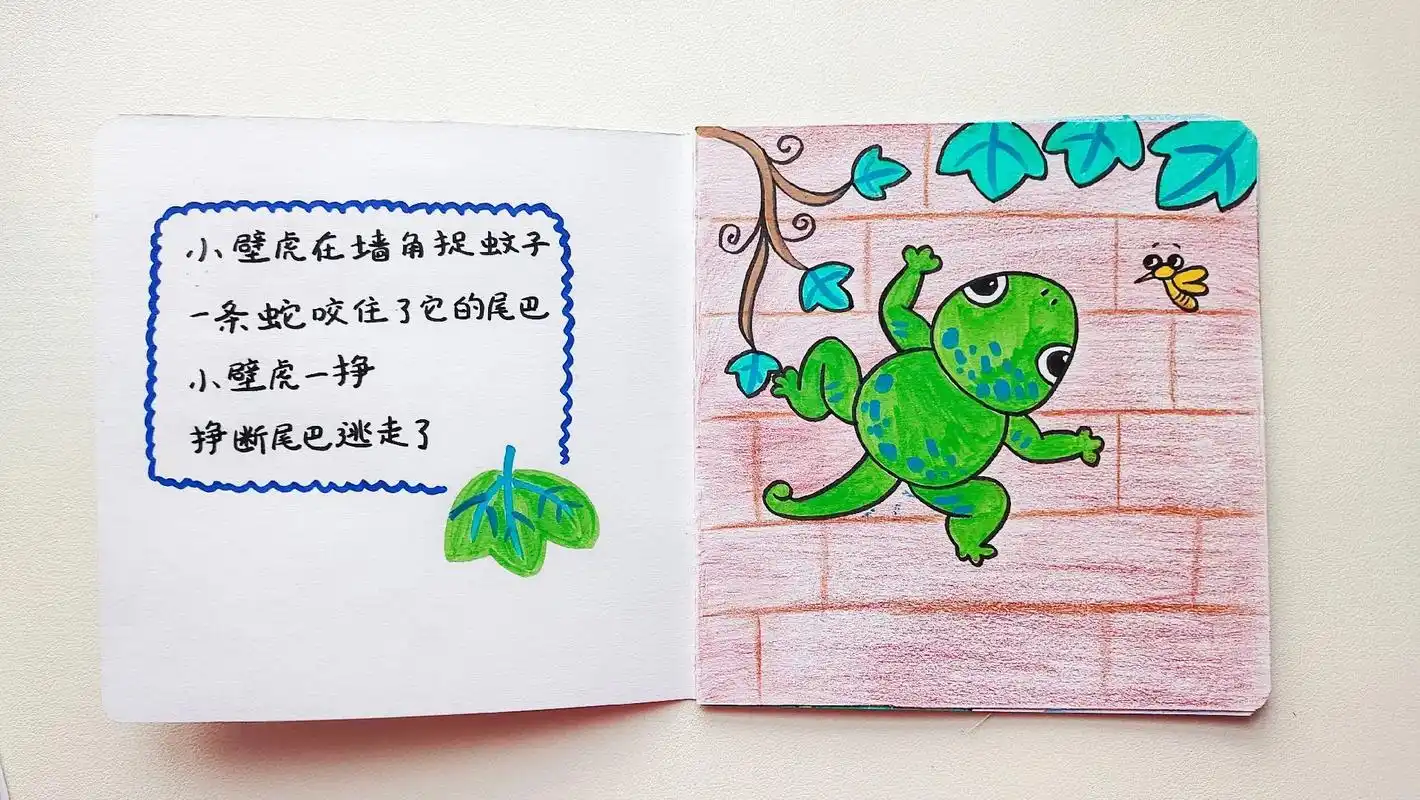 自制绘本《小壁虎借尾巴》#自制绘本 #手工制作绘本 #画画  - 抖音