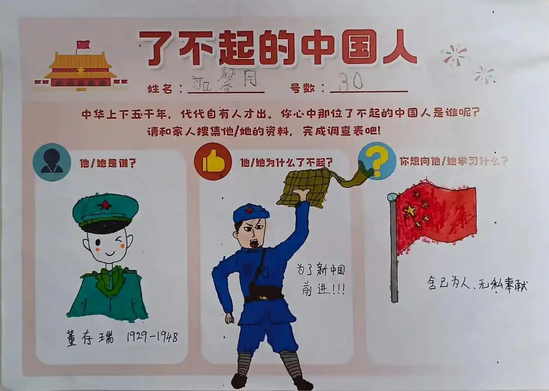 了不起的中国人 福 他/她是谁? 号数: 为了新中国 姓名: - 抖音