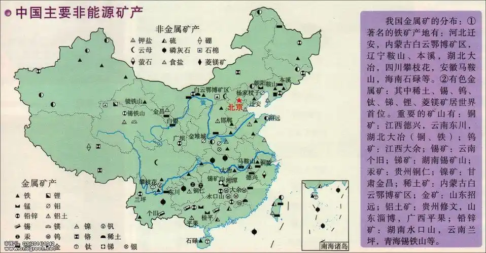 中国主要非能源矿产分布图_中国地理地图库