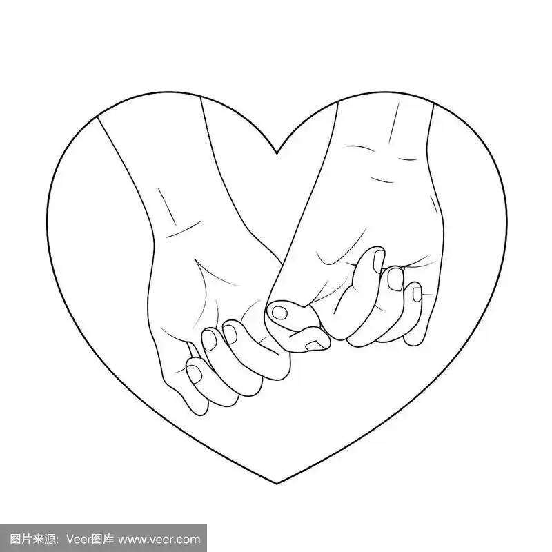 心形牵手的情侣.