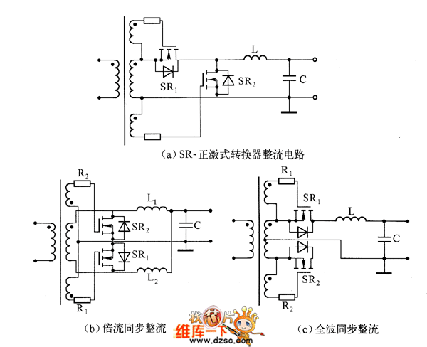 图1 用变压器次级绕组电压自驱动的同步整流电路sr-有源钳位单端正激
