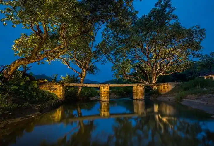 摄于广东省广州市增城区中新镇,一幅美丽的乡村夜景.