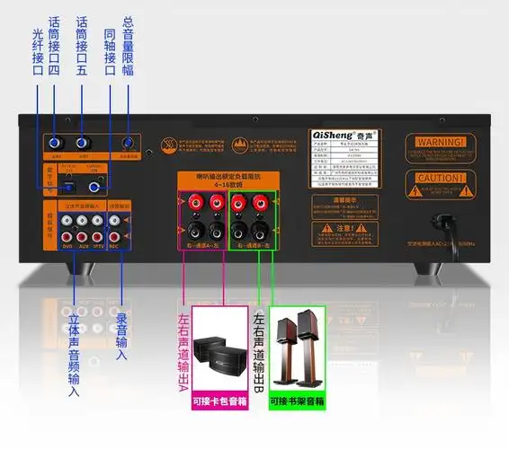 奇声qisheng大功率功放机家庭ktv音响套装家用功放机卡拉ok专业会议室