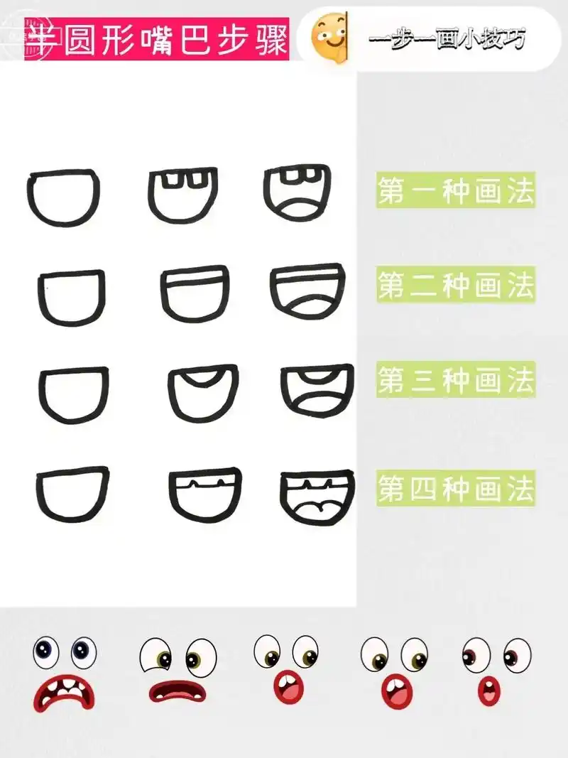 一步一画小技巧嘴巴画法.嘴巴步骤来了,简单好学.#学会快去试 - 抖音