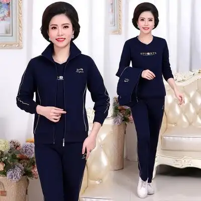 妈妈运动服套装女春秋款