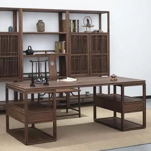 书房家具 书桌 花娣 老榆木书桌新中式书桌实木禅意书房画案榆木办公