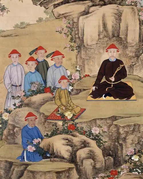 清 雍正帝观花行乐图(局部)